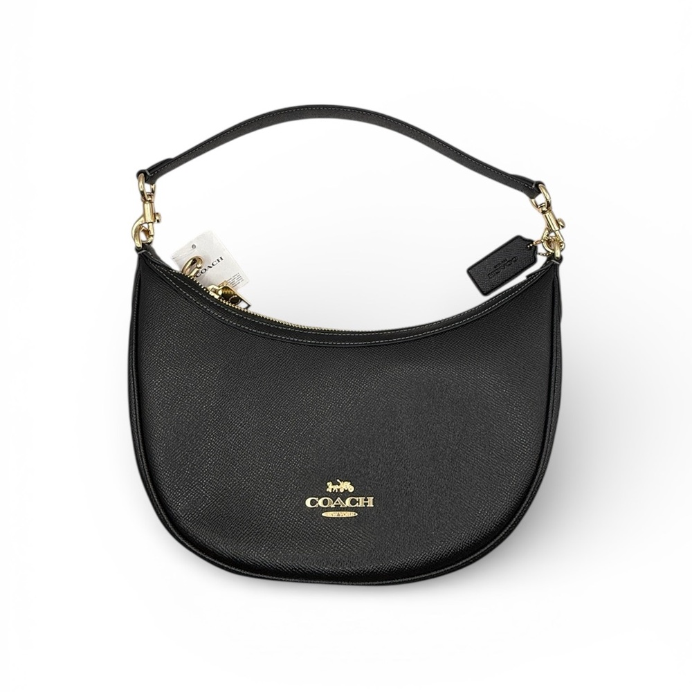 Coach Black Shoulder Bag with Gold Accents